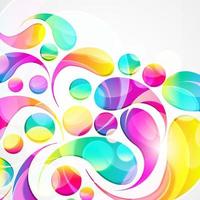 Abstract colorful paisley arc-drop pattern on a white background. Transparent colorful drops and circles design card.  Vector illustration.