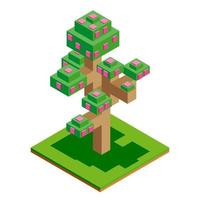 icono de árbol vectorial isométrico para bosque, parque, ciudad. constructor de paisajes para juegos, mapas, impresiones, ets. aislado sobre fondo blanco. vector