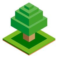 icono de árbol vectorial isométrico para bosque, parque, ciudad. constructor de paisajes para juegos, mapas, impresiones, ets. aislado sobre fondo blanco. vector