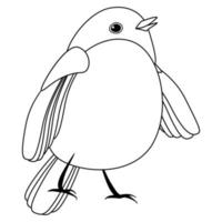 pájaro lindo de línea, estilo de coloración aislado sobre fondo blanco, vector de señal.