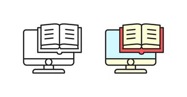 Online education icon. Computer and book. Vector illustration.