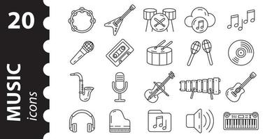 Musical instruments icons. Linear style. vector