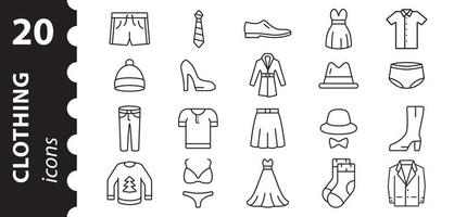 Clothing icons in vector. Symbol in simple linear style. vector