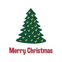 Christmas greeting card with Christmas tree on dark green background vector