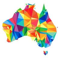 Abstract continent of Australia from triangles. Origami style. Vector polygonal pattern for your design.