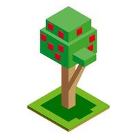 Isometric vector tree icon for forest, park, city. Landscape constructor for game, map, prints, ets. Isolated on white background.