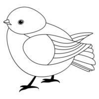 Line cute bird, coloring style isolated on white background, vector sign.