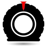 Punctured tyre vector icon isolated on a white background.
