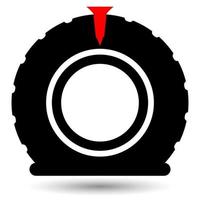 Punctured tyre vector icon isolated on a white background.