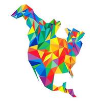 Abstract continent of North America from triangles. Origami style. Vector polygonal pattern for your design.