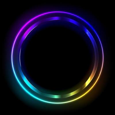 Colorful neon frame on a dark background, vector abstract illustration.