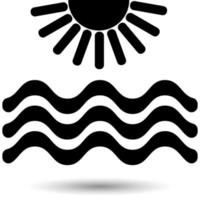 Sun, river icon isolated on a white background. vector