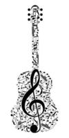 Abstract guitar silhouettecomposed of musical signs, notes. vector
