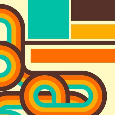 Abstract retro background, digital lines and circles, design70s, vector.