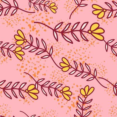 Abstract simple flower seamless pattern. Children's floral wallpaper. Cute plants endless backdrop.