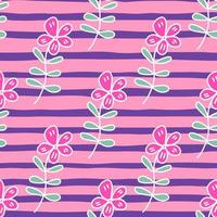 Simple outline flower seamless pattern. Floral wallpaper. vector