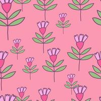 Flower seamless pattern in naive art style. Abstract simple floral wallpaper. vector