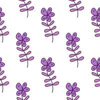 Simple outline flower seamless pattern. Floral wallpaper. vector