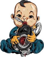 Baby on garage Illustration vector