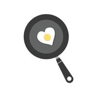 Frying pan with fried eggs icon on white background. vector