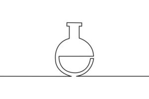 Continuous line drawing of Laboratory glass on white background. vector