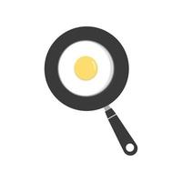 Frying pan with fried eggs icon on white background. vector