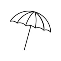 Beach umbrella thin line icon on white background. vector