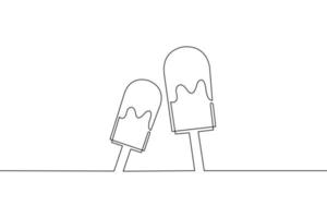 dibujo de línea continua de helado sobre fondo blanco. vector