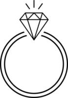 icono de anillo de diamantes aislado sobre fondo blanco. vector