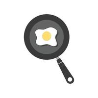 sartén con icono de huevos fritos sobre fondo blanco. vector