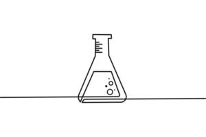 Continuous line drawing of Laboratory glass on white background. vector