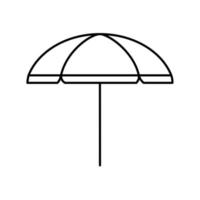 Beach umbrella thin line icon on white background. vector