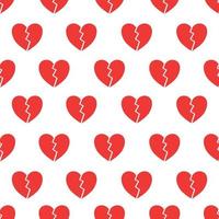 Broken heart seamless pattern on white background. vector