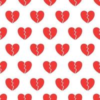 Broken heart seamless pattern on white background. vector