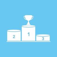 Winners podium with trophy icon isolate on blue background. vector