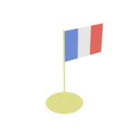 Flag of French Republic on flagpole, plastic toy, 3D rendering model. png