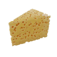 Triangular piece of yellow cheese with holes, isolated on transparent background, hi-res food image. png