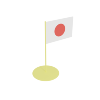 Japans flagga på flaggstång, plastleksak, 3d-renderingsmodell. png