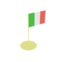 bandiera della repubblica italiana su pennone, giocattolo di plastica, modello di rendering 3d. png
