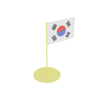 bandera de la república de corea del sur en asta de bandera, juguete de plástico, modelo de representación 3d. png