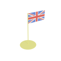 Storbritannien Storbritannien Union Jack flagga på flaggstång, plastleksak, 3D-rendering. png