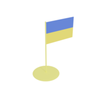 bandeira da ucrânia no mastro, brinquedo plástico, modelo de renderização 3d. png