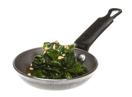 Boiled spinach on roasted pan photo