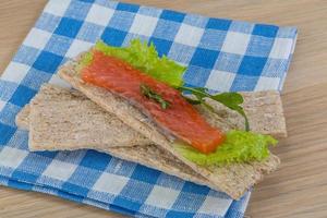 Crispbread with salmon photo