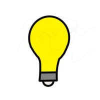 idée de lumière jaune doodle de ligne organique dessiné à la main png