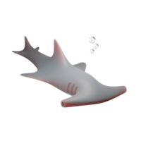 ilustración de render 3d de tiburón martillo png