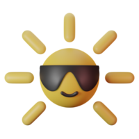 sol de verão com óculos de sol ícone de renderização 3d