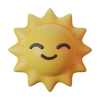 icona di rendering 3d crema carattere sole estivo