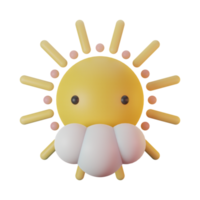 Summer Sun And Cloud 3D Render Icon png