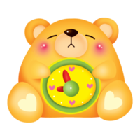 orso orologio simpatico personaggio cartone animato illustrazione clipart disegno kawaii anime manga design art png